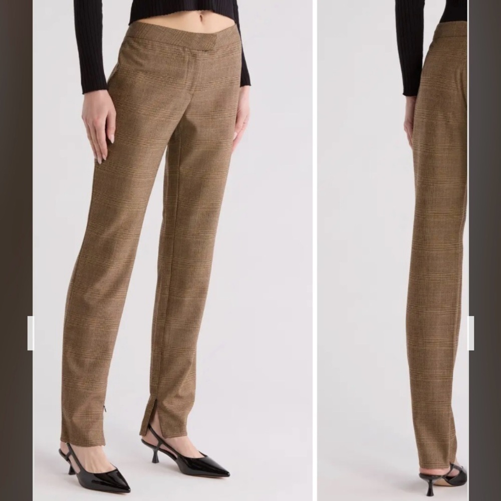 rag & bone Rebecca Plaid Pants in Beige Size 2 - Picture 2 of 4